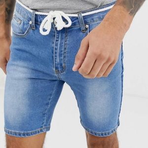 Men’s Stonewash Rope Tie Denim Shorts